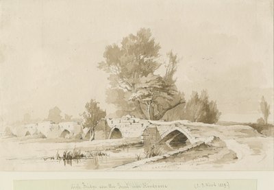 Handsacre - Eski Yüksek Köprü: sepya çizimi, 1839 by Thomas Peploe Wood