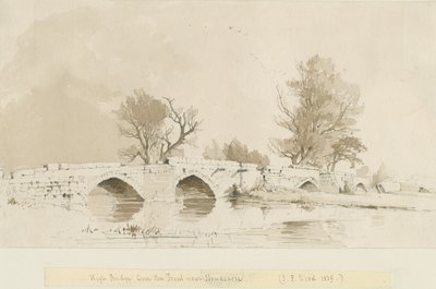 Handsacre - Old High Bridge: sepya yıkama çizimi by Thomas Peploe Wood