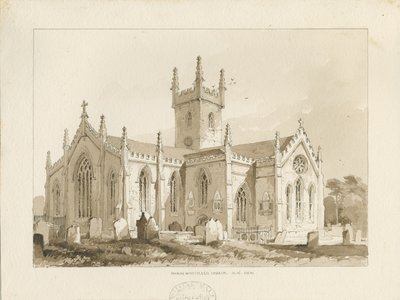 Handsworth Kilisesi: sepya çizimi by Thomas Peploe Wood