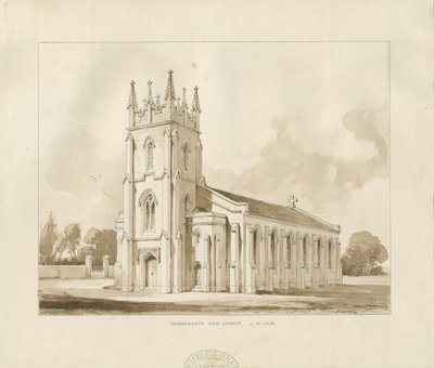 Handsworth Kilisesi: sepya çizimi by Thomas Peploe Wood