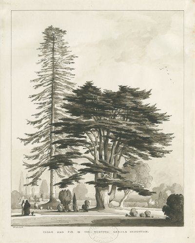 Haughton Rectory: sepya yıkama çizimi by Thomas Peploe Wood