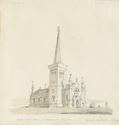 Hilderstone Kilisesi: kalem ve yıkama çizimi by Thomas Peploe Wood