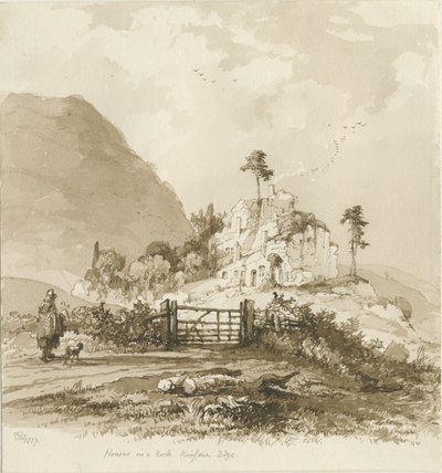 Kinver Edge: sepya çizimi, 1837 by Thomas Peploe Wood