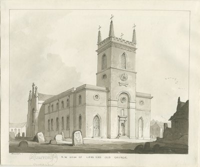 Lane End Kilisesi (Longton): sepya çizimi by Thomas Peploe Wood