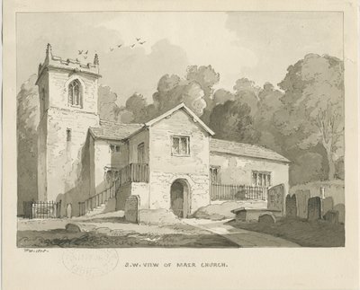 Maer Kilisesi: sepya yıkama çizimi, 1838 by Thomas Peploe Wood