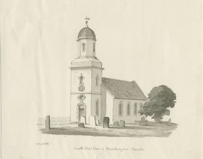 Marchington Kilisesi: sepya yıkama çizimi, 1836 by Thomas Peploe Wood