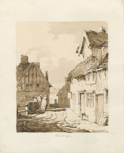 Penkridge Kasabası: sepya çizimi by Thomas Peploe Wood