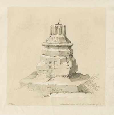 Penn Church-yard - Güneş saati: sepya çizimi by Thomas Peploe Wood
