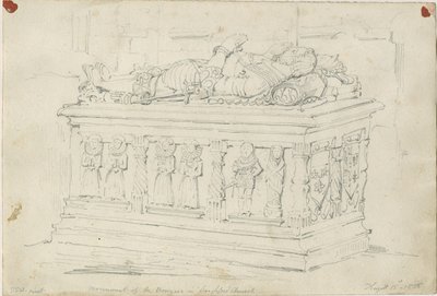 Seighford Kilisesi - William ve Mercy Bowyer Mezarı: karakalem by Thomas Peploe Wood
