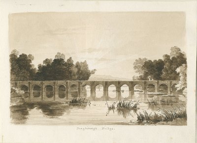 Shugborough Köprüsü: sepya çizimi by Thomas Peploe Wood