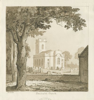 Smethwick Kilisesi: sepya çizimi, 1836 by Thomas Peploe Wood