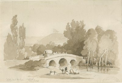 Stafford - Hollyford Bridge, Milford: sepya çizimi, 7 Haziran 1838 (çizim) by Thomas Peploe Wood