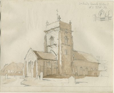 Stafford - Aziz Çad Kilisesi: kalem ve yıkama çizimi by Thomas Peploe Wood
