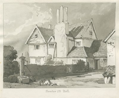 Standon Hall: sepya çizimi by Thomas Peploe Wood