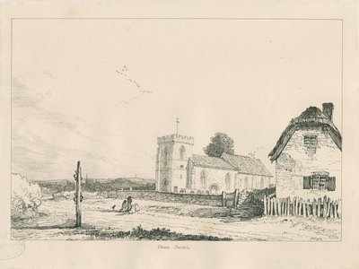 Stowe Kilisesi: kalem ve mürekkep çizimi by Thomas Peploe Wood