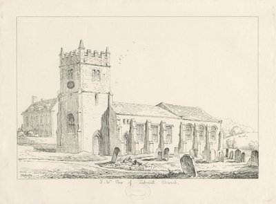 Tatenhill Kilisesi: kalem ve mürekkep çizimi by Thomas Peploe Wood