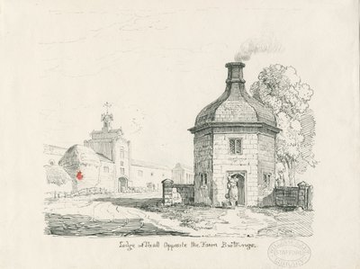 Tixall - Lodge: kalem ve mürekkep çizimi by Thomas Peploe Wood