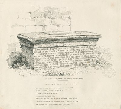 Tixall Church Yard - Masa Mezarı: kalem ve mürekkeple çizim by Thomas Peploe Wood