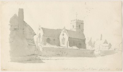 Trysull Kilisesi: karakalem, 2 Eylül 1837 (çizim) by Thomas Peploe Wood