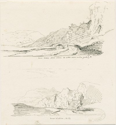 Wetton Mill: kalem ve mürekkeple çizim, nd [1817-1845] by Thomas Peploe Wood