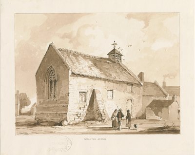 Wheaton Aston Şapeli: sepya yıkama çizimi, 1841 by Thomas Peploe Wood