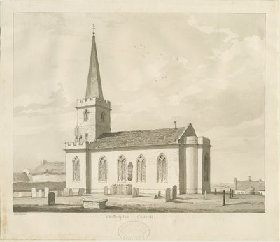 Whittington Kilisesi: sepya çizimi by Thomas Peploe Wood