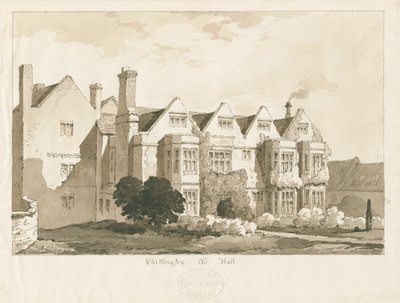 Whittington Hall: kalem ve yıkama çizimi, 1836 by Thomas Peploe Wood