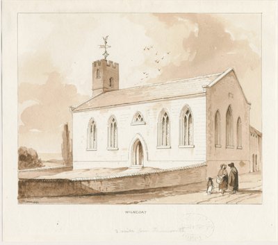Wilnecote Kilisesi: sepya yıkama çizimi by Thomas Peploe Wood