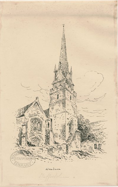Wombourne Kilisesi: çinkograf ve [19. yüzyılın ortaları] (çizim) by Thomas Peploe Wood
