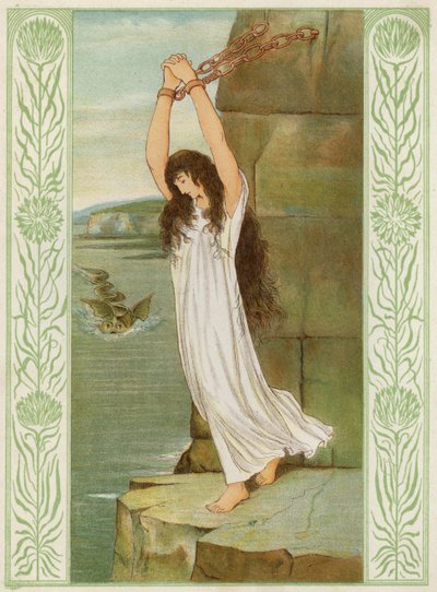 Deniz uçurumuna zincirlenmiş Andromeda (renkli taş) by Thomas Ralph Spence