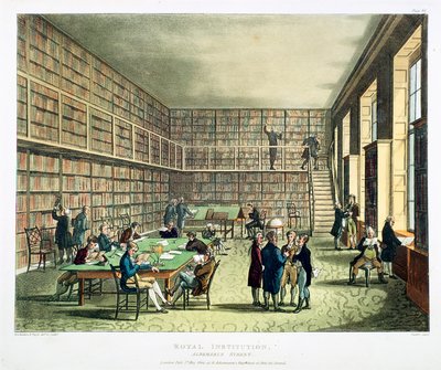 Kraliyet Enstitüsü Kütüphanesi, Albermarle Caddesi, Londra, 1808-1811 by Thomas Rowlandson, Augustus Charles Pugin