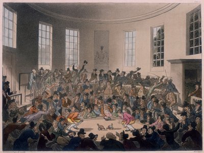 Erkekler horoz dövüşü izliyor, 18. yüzyılın sonu ve 19. yüzyılın başı by Thomas Rowlandson, Augustus Charles Pugin