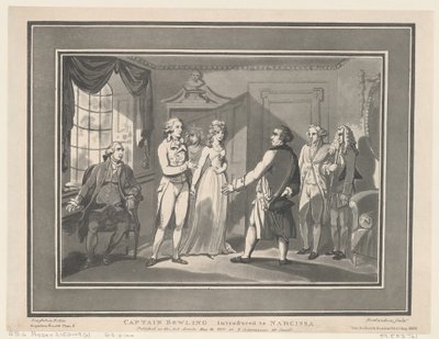 Kaptan Bowling Narcissa ile tanıştı, 12 Mayıs 1800., 12 Mayıs 1800. Yaratıcılar: Thomas Rowlandson, Joseph Constantine Stadler. by ThomasThomas Rowlandson, Joseph Constantine Stadler Thomas Rowlandson, Joseph Constantine Stadler