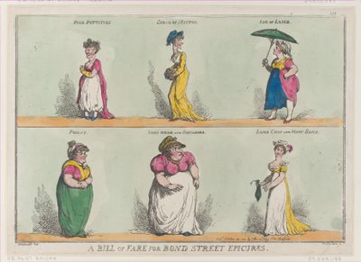 Bond Street Epicures için Ücret Faturası!!, 25 Ekim 1808., 25 Ekim 1808. by Thomas Rowlandson