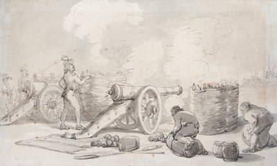 Fransız Topçu Tümeni İş Başında (suluboya) by Thomas Rowlandson