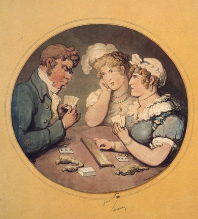 Bir Cribbage Oyunu, 1818 by Thomas Rowlandson