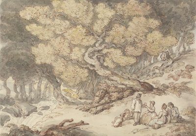 Oduncu Pikniği (kağıt üzerine grafit üzerine sulu boya ile kalem ve mürekkep) by Thomas Rowlandson
