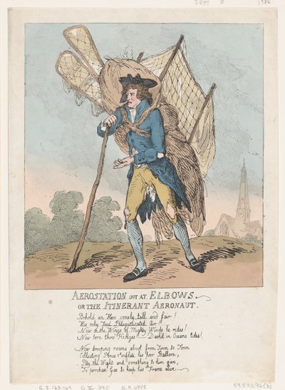 Dirseklerde hava istasyonu veya The Gezgin Aeronaut, 5 Eylül 1785., 5 Eylül 1785. by Thomas Rowlandson