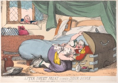 Tatlı Et Ekşi Sos Geldikten Sonra veya Onbaşı Casey Yanlış Kutuya Girdikten Sonra, ..., 30 Kasım 1810. by Thomas Rowlandson