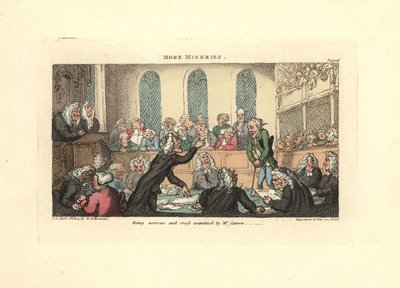 Bay Garrow tarafından gergin ve çapraz sorguya çekilmek. by Thomas Rowlandson