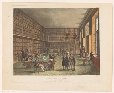 Londra Kraliyet Enstitüsü Kütüphanesi Kraliyet Enstitüsü, Albemarle Caddesi (nesne üzerindeki başlık) by Thomas Rowlandson