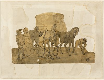 Araba Atları ve Hostler by Thomas Rowlandson