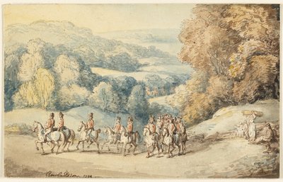 Yürüyüş Halindeki Süvariler (recto); At Taslağı Parçası (verso) by Thomas Rowlandson