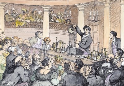 Kimya Dersleri, c.1809 (daha sonra renklendirme) by Thomas Rowlandson