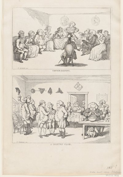 Sohbet ve Bir Kır Kulübü, 1806-11., 1806-11. by Thomas Rowlandson