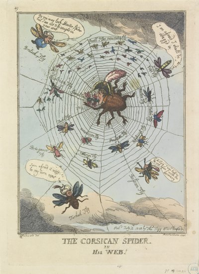 Ağında Korsikalı Örümcek, 1808 Ağında Korsikalı Örümcek! (nesne üzerindeki başlık) by Thomas Rowlandson