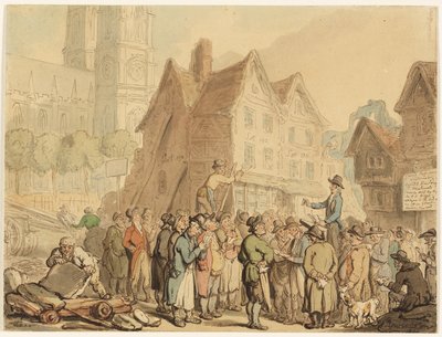 Westminster Abbey'in Kuzeyindeki Eski Evlerin Yıkımı by Thomas Rowlandson