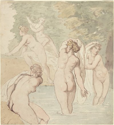 Diana ve Perileri Banyoda by Thomas Rowlandson