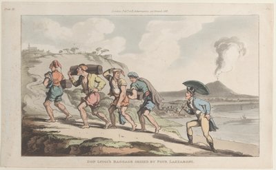 Don Luigi'nin Bagajı, Dört Lazzaroni tarafından Napoli'den ve Campagna Felice'den Ele Geçirildi ..., 1 Haziran 1815. by Thomas Rowlandson