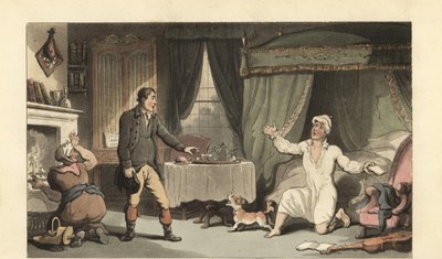 İngiliz beyefendi ailesinden bir mektup alıyor by Thomas Rowlandson